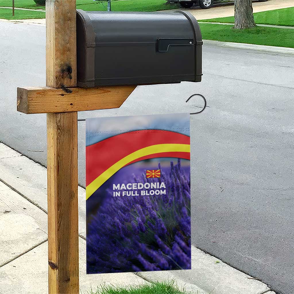 Macedonia Garden Flag with Lavender Field and Bloom Curve Design - Wonder Print Shop