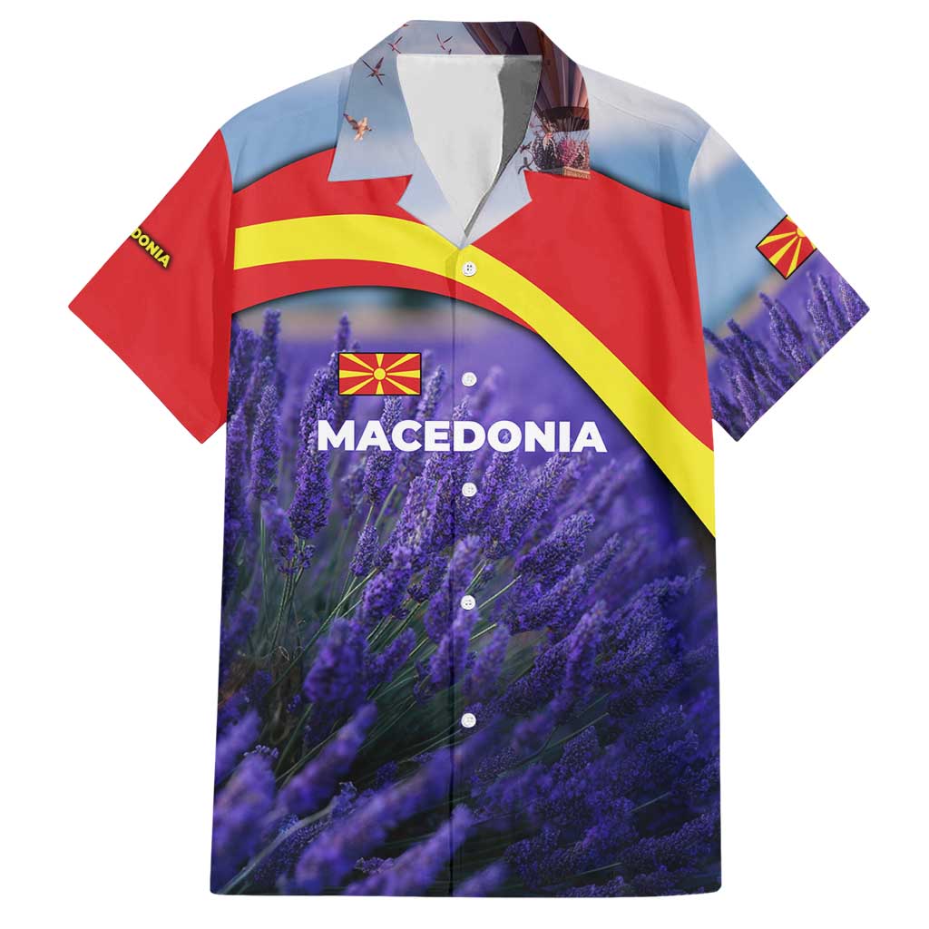 Macedonia Hawaiian Shirt with Lavender Field and Bloom Curve Design - Wonder Print Shop