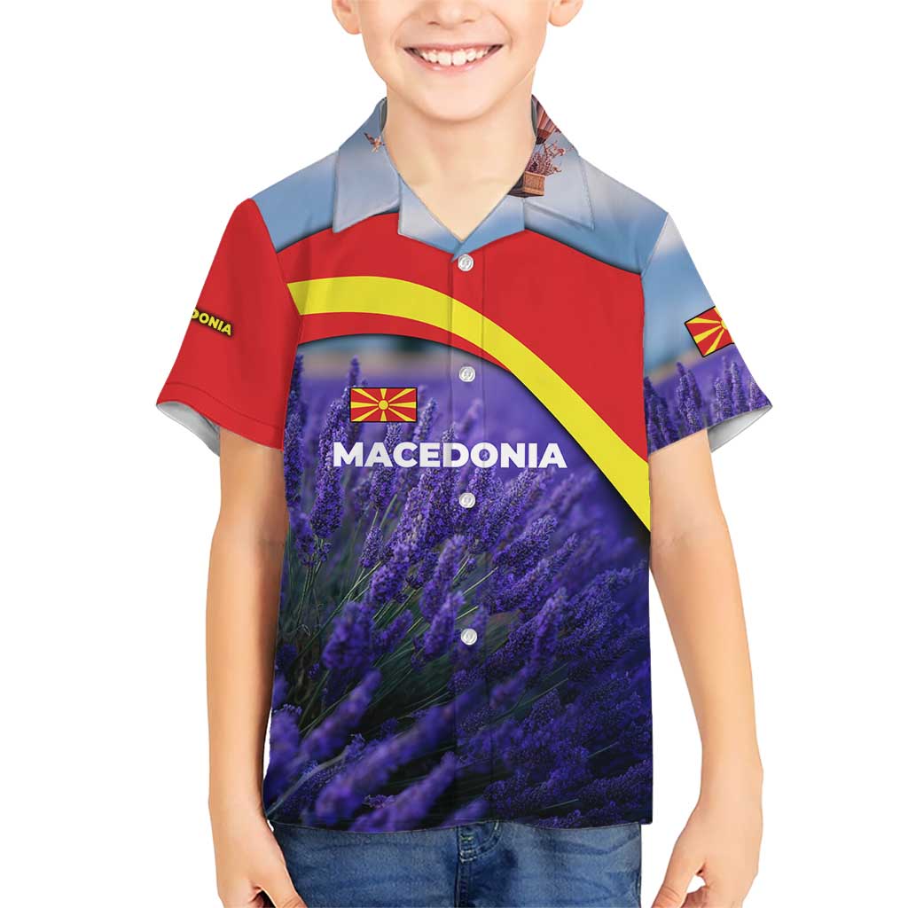Macedonia Hawaiian Shirt with Lavender Field and Bloom Curve Design - Wonder Print Shop