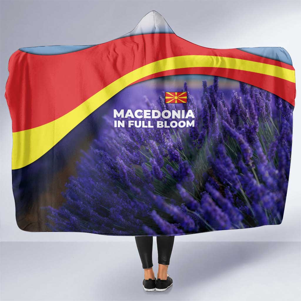 Macedonia Hooded Blanket with Lavender Field and Bloom Curve Design - Wonder Print Shop
