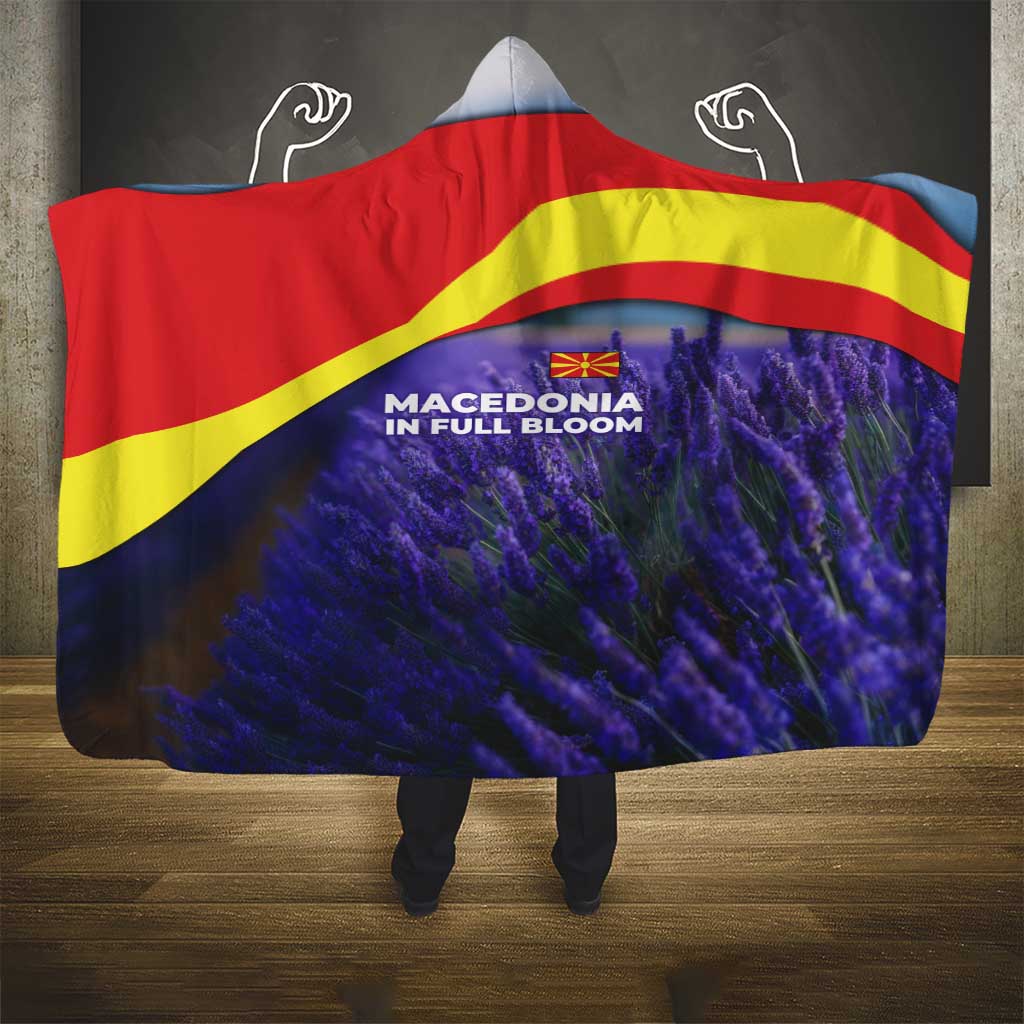 Macedonia Hooded Blanket with Lavender Field and Bloom Curve Design - Wonder Print Shop