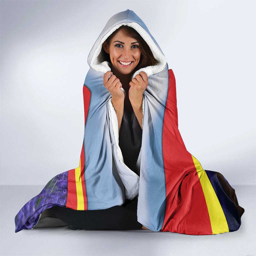 Macedonia Hooded Blanket with Lavender Field and Bloom Curve Design - Wonder Print Shop