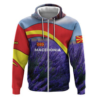 Macedonia Hoodie with Lavender Field and Bloom Curve Design - Wonder Print Shop