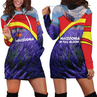 Macedonia Hoodie Dress with Lavender Field and Bloom Curve Design - Wonder Print Shop
