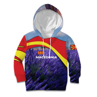 Macedonia Kid Hoodie with Lavender Field and Bloom Curve Design - Wonder Print Shop