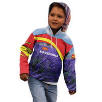 Macedonia Kid Hoodie with Lavender Field and Bloom Curve Design - Wonder Print Shop