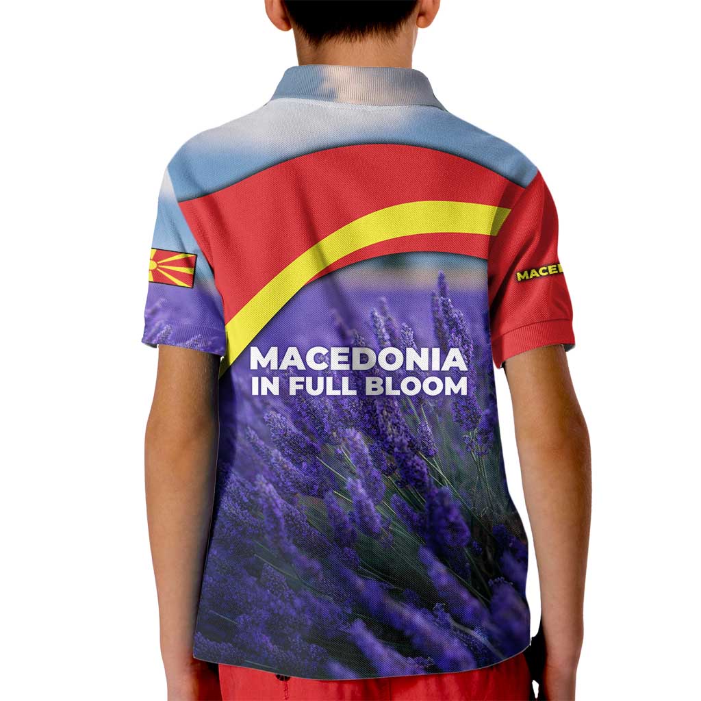Macedonia Kid Polo Shirt with Lavender Field and Bloom Curve Design - Wonder Print Shop
