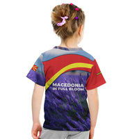 Macedonia Kid T Shirt with Lavender Field and Bloom Curve Design - Wonder Print Shop