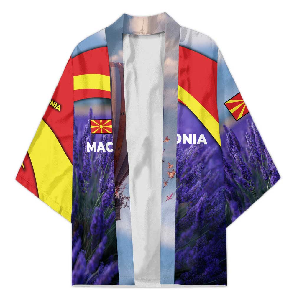 Macedonia Kimono with Lavender Field and Bloom Curve Design - Wonder Print Shop