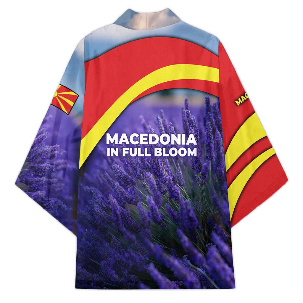 Macedonia Kimono with Lavender Field and Bloom Curve Design - Wonder Print Shop