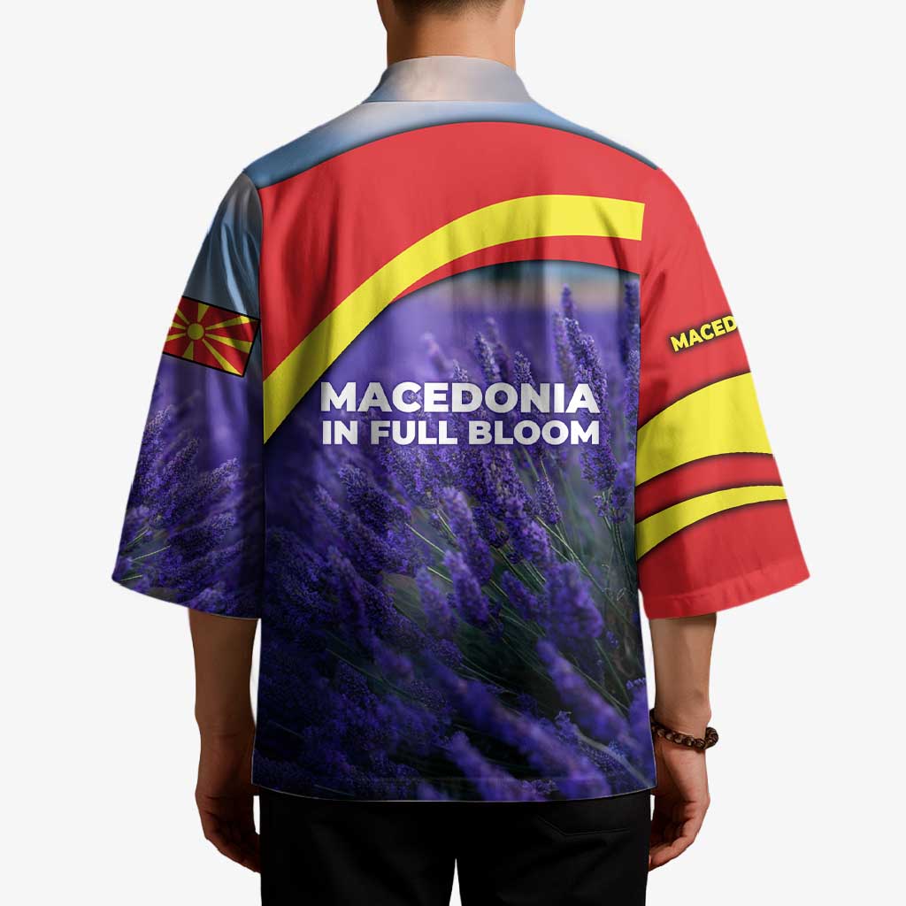 Macedonia Kimono with Lavender Field and Bloom Curve Design - Wonder Print Shop