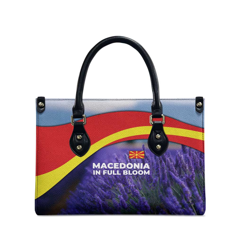 Macedonia Leather Bag with Lavender Field and Bloom Curve Design - Wonder Print Shop