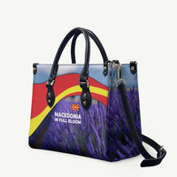 Macedonia Leather Bag with Lavender Field and Bloom Curve Design - Wonder Print Shop