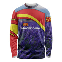 Macedonia Long Sleeve Shirt with Lavender Field and Bloom Curve Design - Wonder Print Shop