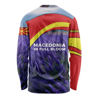 Macedonia Long Sleeve Shirt with Lavender Field and Bloom Curve Design - Wonder Print Shop
