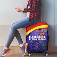 Macedonia Luggage Cover with Lavender Field and Bloom Curve Design - Wonder Print Shop