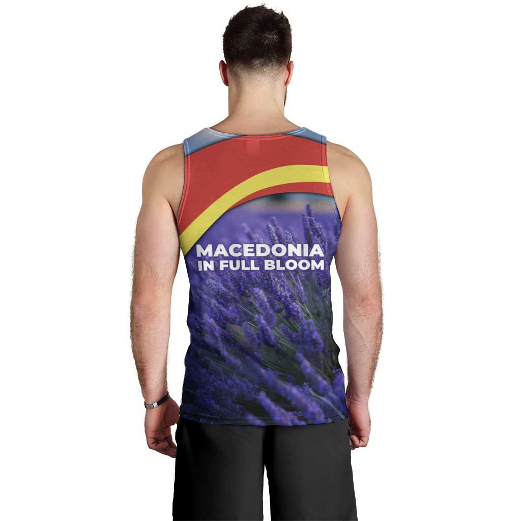 Macedonia Men Tank Top with Lavender Field and Bloom Curve Design - Wonder Print Shop