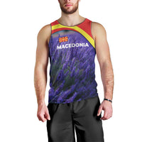 Macedonia Men Tank Top with Lavender Field and Bloom Curve Design - Wonder Print Shop