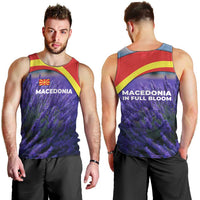 Macedonia Men Tank Top with Lavender Field and Bloom Curve Design - Wonder Print Shop