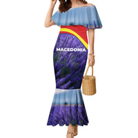 Macedonia Mermaid Dress with Lavender Field and Bloom Curve Design - Wonder Print Shop