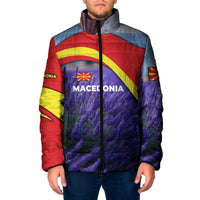 Macedonia Padded Jacket with Lavender Field and Bloom Curve Design - Wonder Print Shop