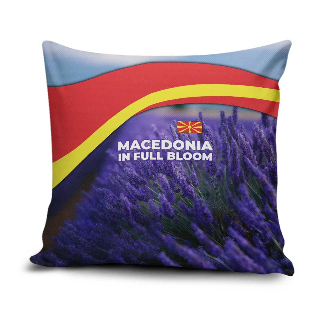 Macedonia Pillow Cover with Lavender Field and Bloom Curve Design - Wonder Print Shop