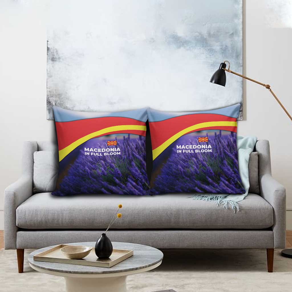 Macedonia Pillow Cover with Lavender Field and Bloom Curve Design - Wonder Print Shop