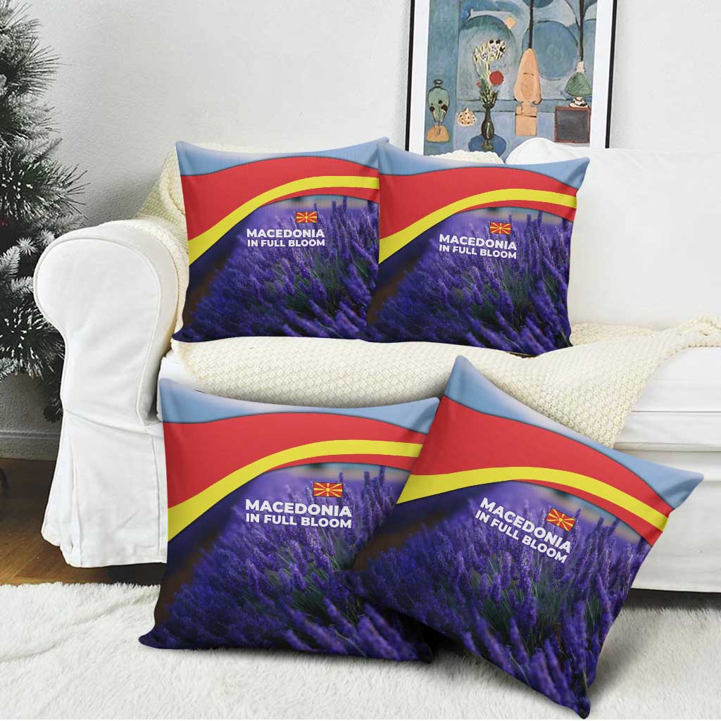 Macedonia Pillow Cover with Lavender Field and Bloom Curve Design - Wonder Print Shop