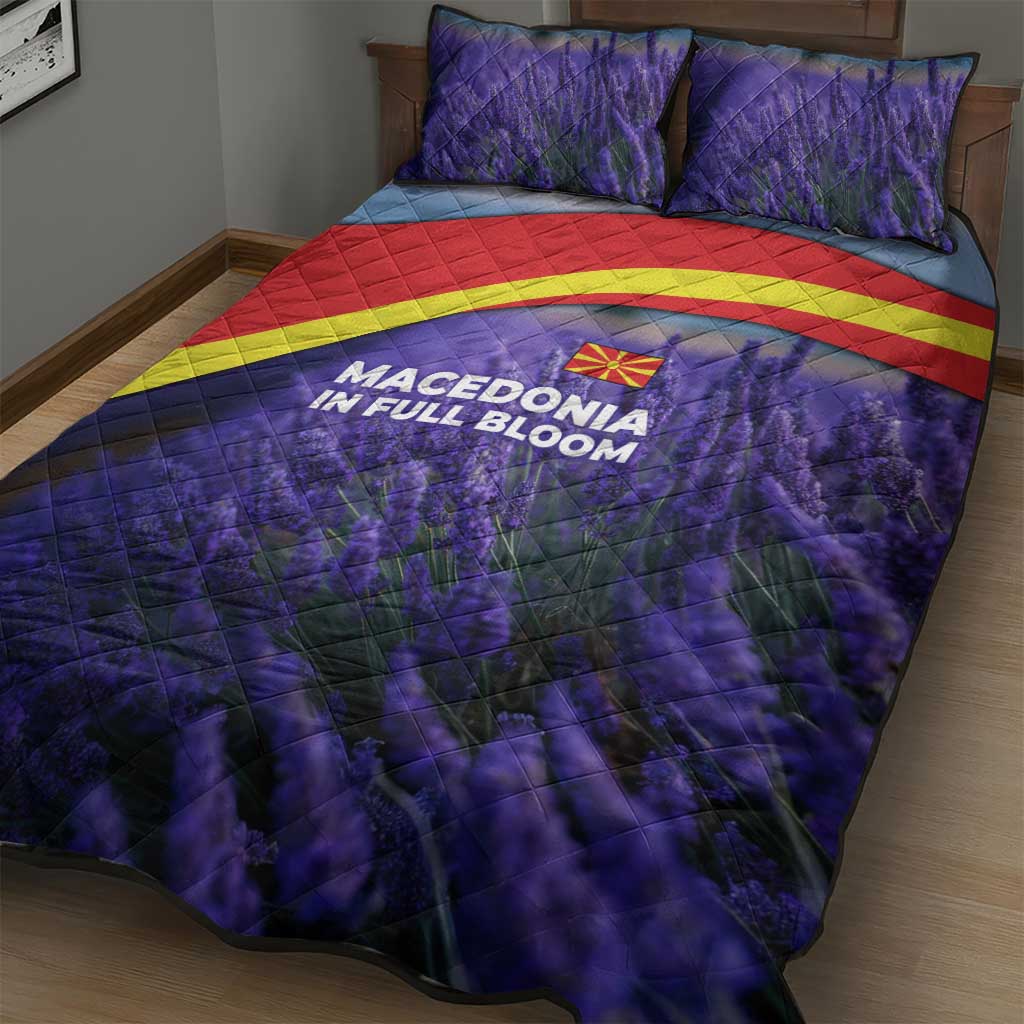 Macedonia Quilt Bed Set with Lavender Field and Bloom Curve Design - Wonder Print Shop
