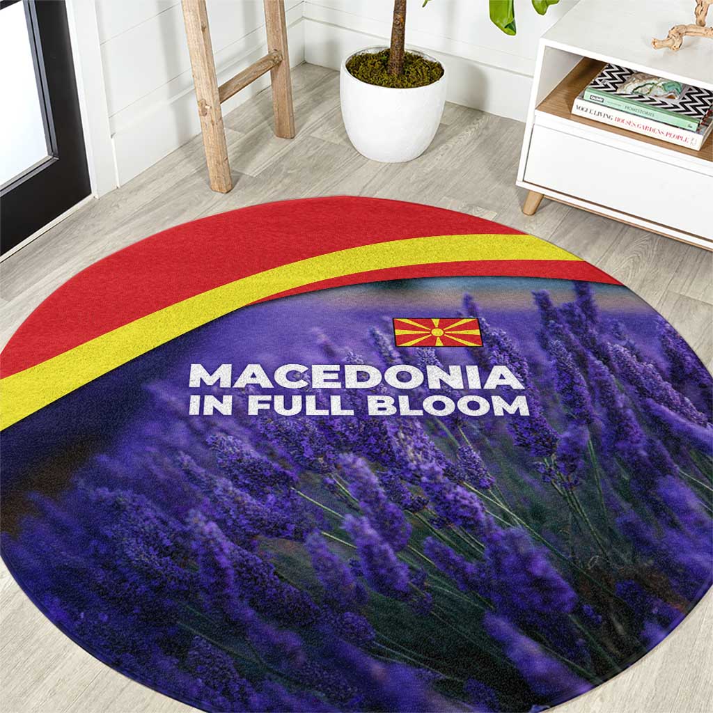 Macedonia Round Carpet with Lavender Field and Bloom Curve Design - Wonder Print Shop