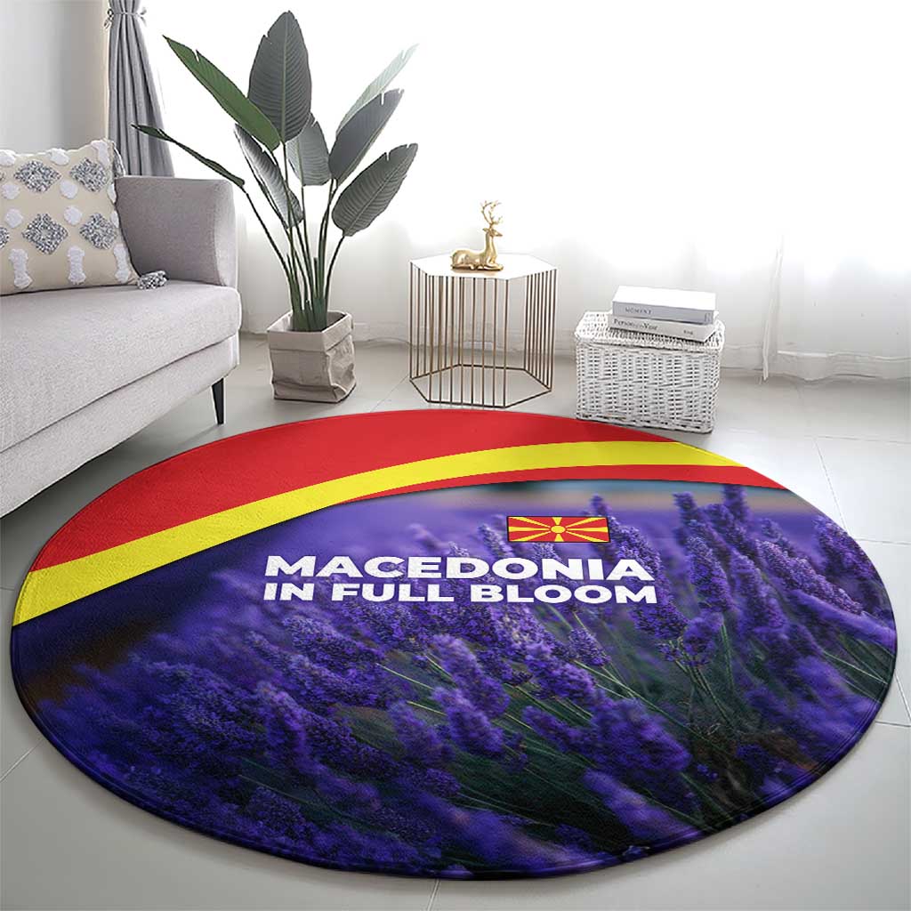 Macedonia Round Carpet with Lavender Field and Bloom Curve Design - Wonder Print Shop