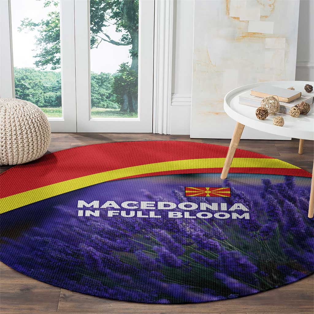 Macedonia Round Carpet with Lavender Field and Bloom Curve Design - Wonder Print Shop