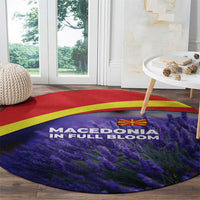 Macedonia Round Carpet with Lavender Field and Bloom Curve Design - Wonder Print Shop