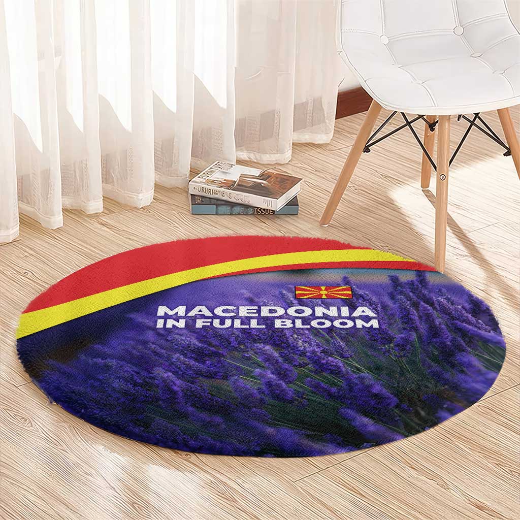 Macedonia Round Carpet with Lavender Field and Bloom Curve Design - Wonder Print Shop