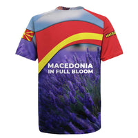 Macedonia Rugby Jersey with Lavender Field and Bloom Curve Design - Wonder Print Shop