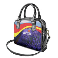 Macedonia Shoulder Handbag with Lavender Field and Bloom Curve Design - Wonder Print Shop