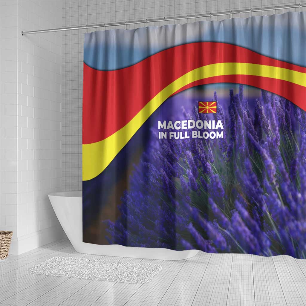 Macedonia Shower Curtain with Lavender Field and Bloom Curve Design - Wonder Print Shop