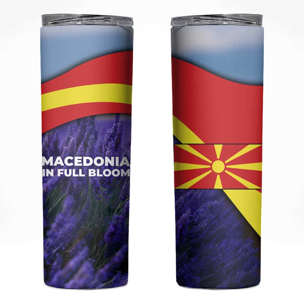 Macedonia Skinny Tumbler with Lavender Field and Bloom Curve Design - Wonder Print Shop