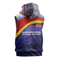 Macedonia Sleeveless Zip Hoodie with Lavender Field and Bloom Curve Design - Wonder Print Shop