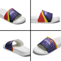 Macedonia Slide Sandals with Lavender Field and Bloom Curve Design - Wonder Print Shop