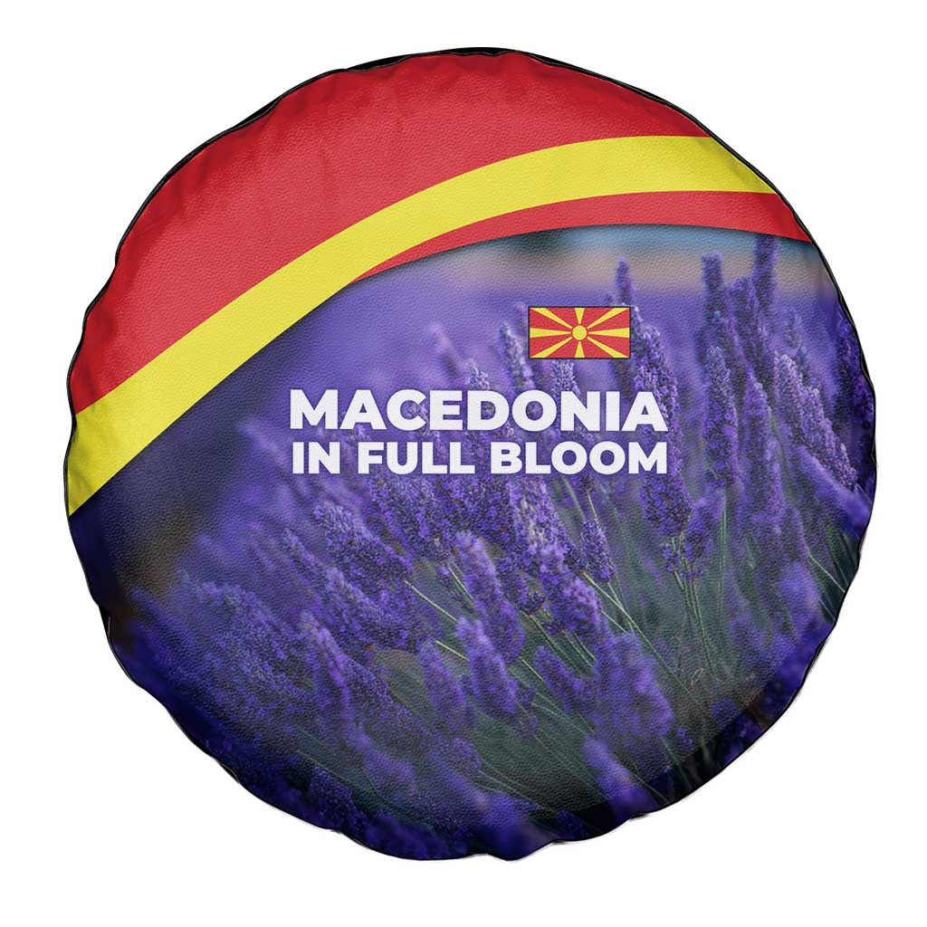 Macedonia Spare Tire Cover with Lavender Field and Bloom Curve Design - Wonder Print Shop
