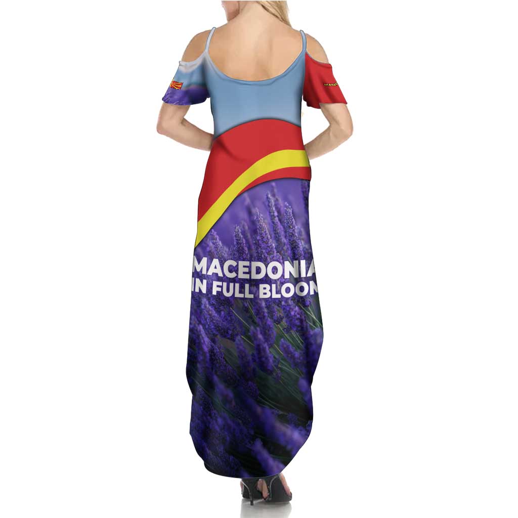 Macedonia Summer Maxi Dress with Lavender Field and Bloom Curve Design - Wonder Print Shop