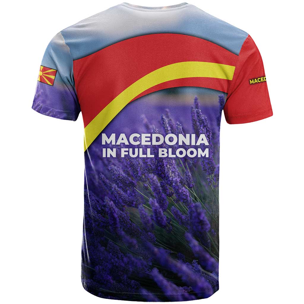 Macedonia T Shirt with Lavender Field and Bloom Curve Design - Wonder Print Shop