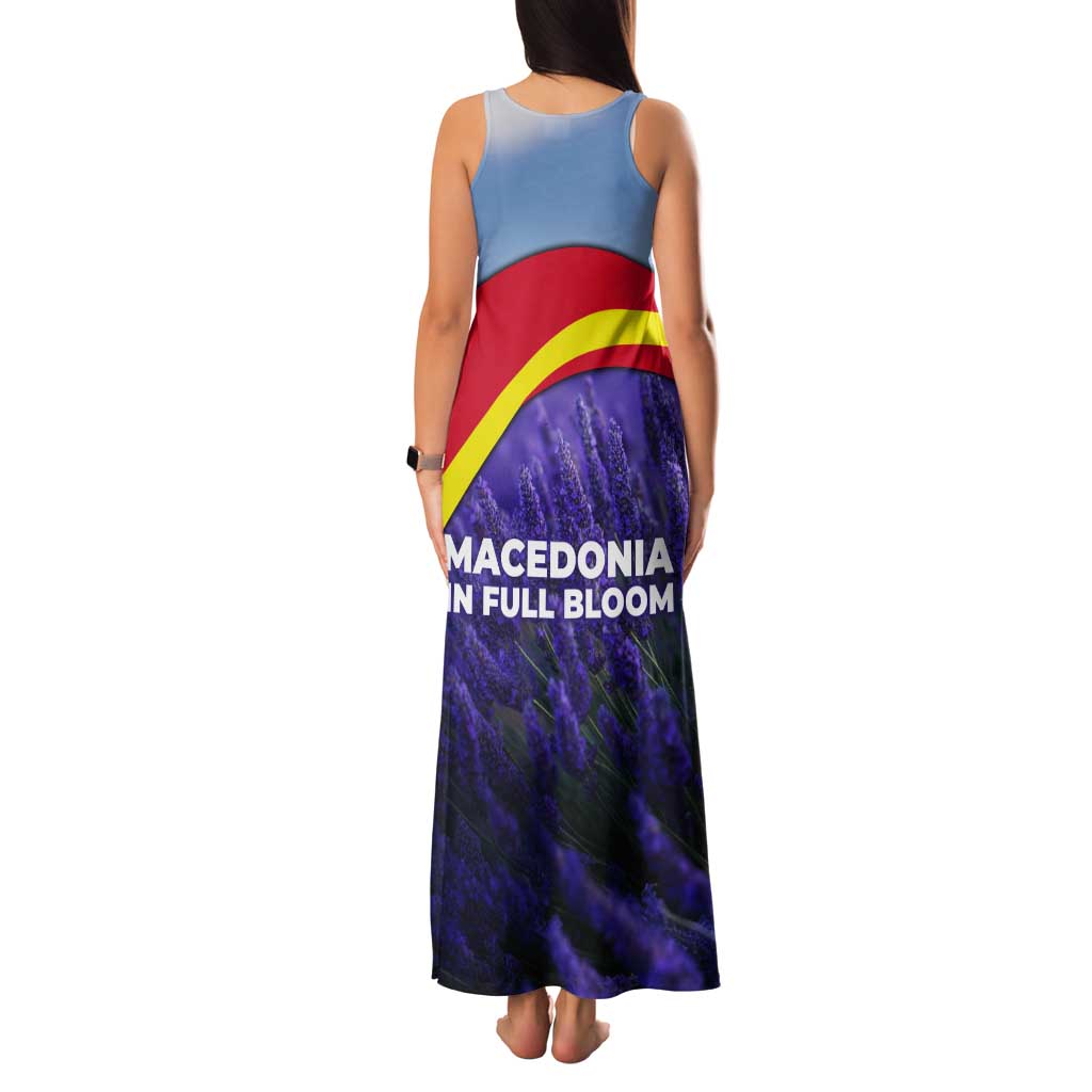 Macedonia Tank Maxi Dress with Lavender Field and Bloom Curve Design - Wonder Print Shop