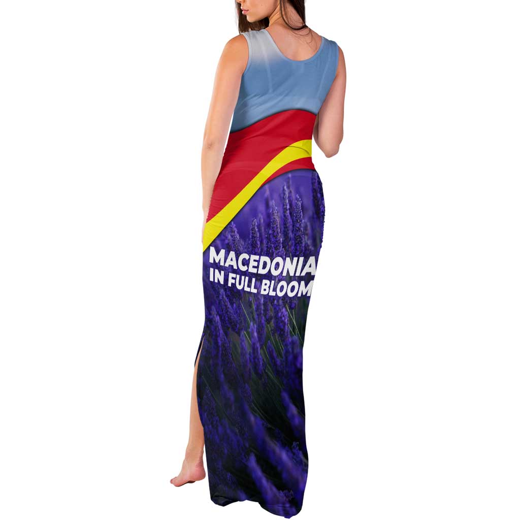 Macedonia Tank Maxi Dress with Lavender Field and Bloom Curve Design - Wonder Print Shop
