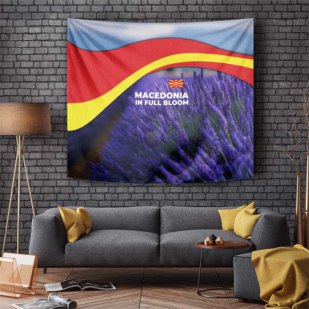 Macedonia Tapestry with Lavender Field and Bloom Curve Design - Wonder Print Shop