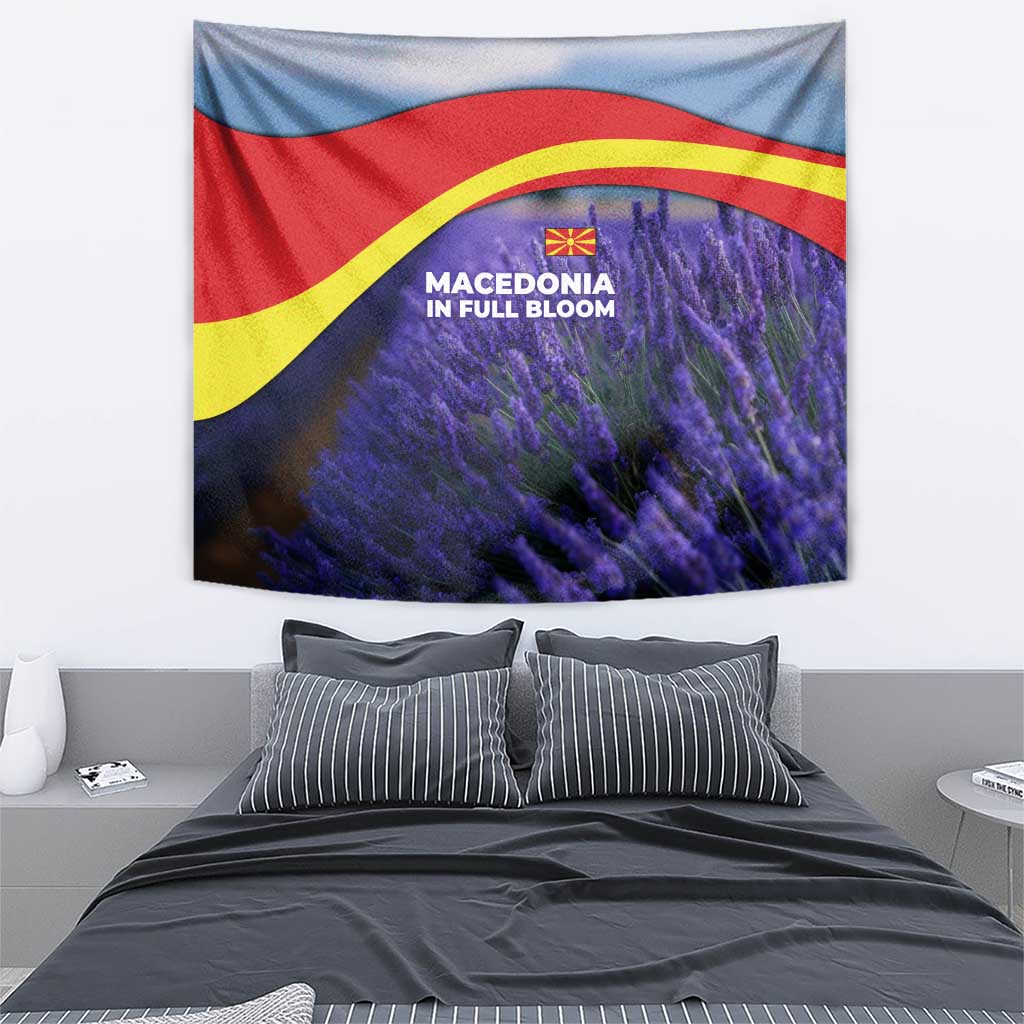 Macedonia Tapestry with Lavender Field and Bloom Curve Design - Wonder Print Shop