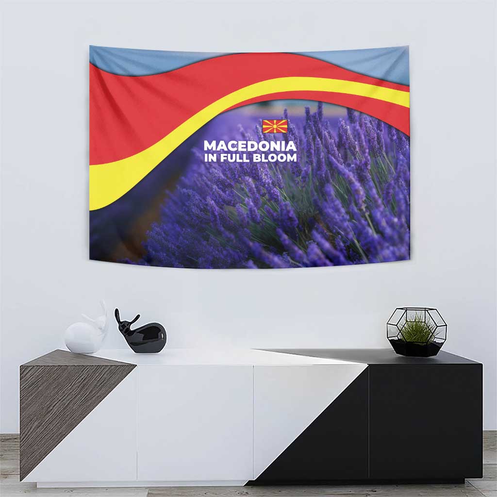 Macedonia Tapestry with Lavender Field and Bloom Curve Design - Wonder Print Shop