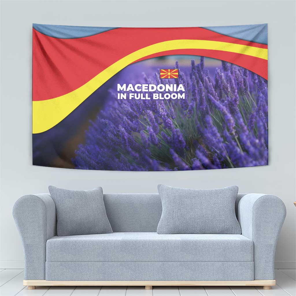 Macedonia Tapestry with Lavender Field and Bloom Curve Design - Wonder Print Shop