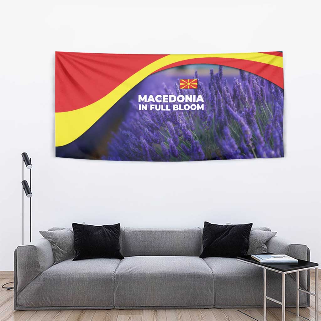 Macedonia Tapestry with Lavender Field and Bloom Curve Design - Wonder Print Shop